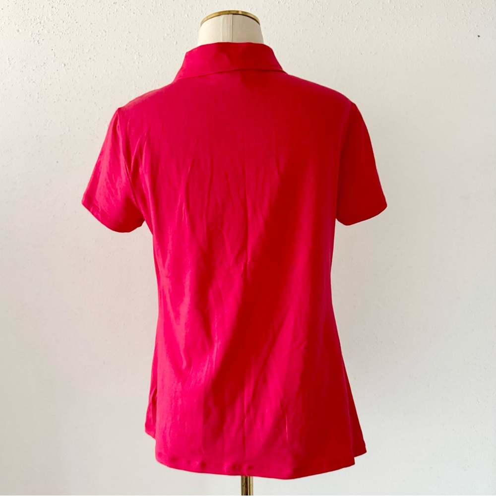 MICHAEL KORS Half Zip Short Sleeve Polo Top Shirt Women's Size Medium Red Logo M - Picture 5 of 6